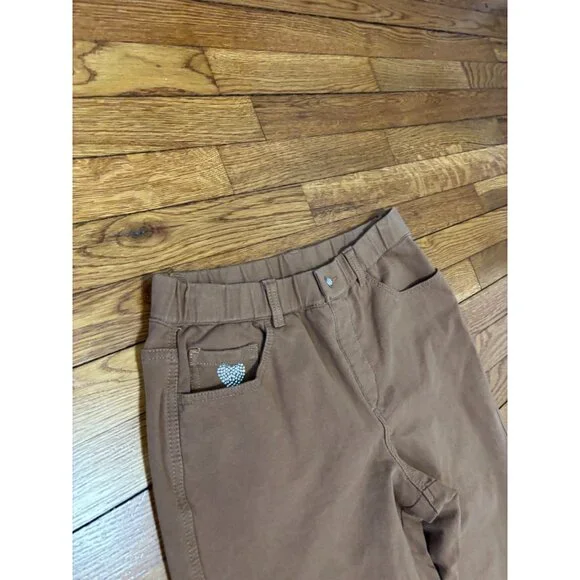 Dream Jeannes by Quacker Factory Womens Pull On Jeans Sz S Petite Brown Stretch - Picture 2 of 6